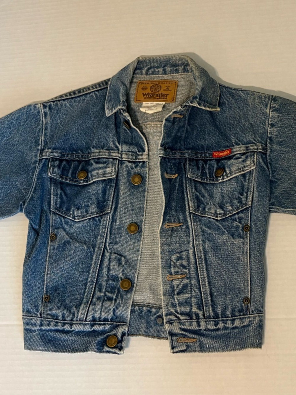 Vintage Wrangler Blue Denim Jean Jacket Coat - Sz S  Petite Adult / Youth
